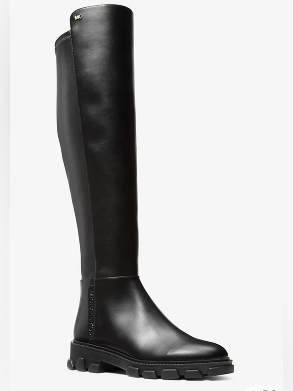 Michael Kors Black Ridley Knee-High Chunky‎ Sole Leather Boots 7.5